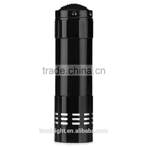 Camping Mini 9 LED Flashlight High Power 9 Leds Flash Light Black Hiking Torch Lamp Flashlight Use 3* AAA Battery thumbnail-4