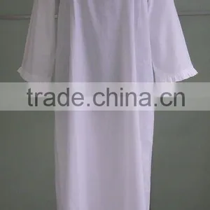 Factory Direct Sale White Cotton Ladies' Nightgown thumbnail-1