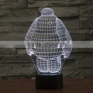 Wholesale Baymax LED 3D Illusion Night Light Lamp, Acrylic Decorative With 7 Colors Multicor Changing thumbnail-1