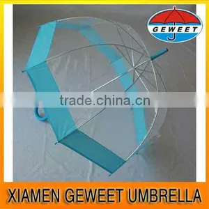 Summer New Design Curved Plastic Handle Transparent Bubble POE Material Umbrella thumbnail-1