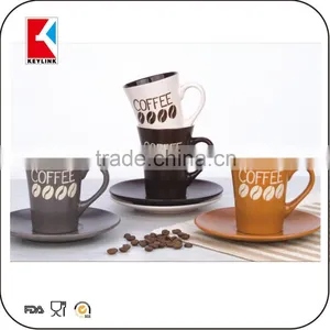 Black Outside Color Inside in Metal Holder 90cc Espresso Cups 12pcs Ceramic Cup and Saucer thumbnail-3