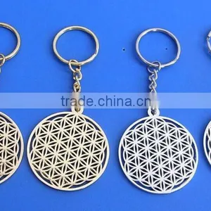 Zinc Alloy Silver and Gold Keychain Flower of Life Ring thumbnail-5