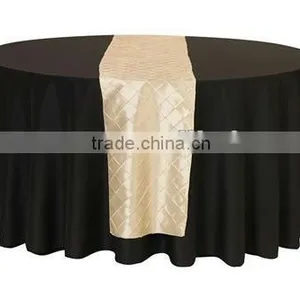 Champagne Pintuck Taffeta Table Runner for Weddings thumbnail-1