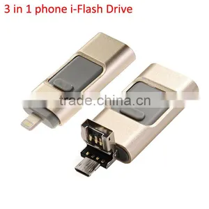High Quality Fashion Custom Otg Usb Flash Drives 3 in 1 Otg Pendrives for Iphone/android thumbnail-2