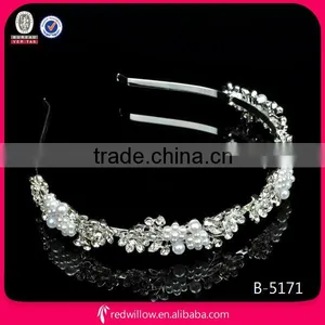 Factory Wholesale High Quality Top Elastic Pearl Wedding Headband thumbnail-1