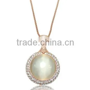18K Gold Plating Chains Necklace & Crystal Cat-eyes Stone Necklace thumbnail-1
