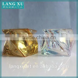 LX Mercury Glass Square Twist Tealight Silver and Gold Candle Holder thumbnail-1