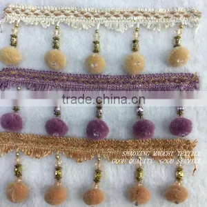Wholesale Curtain Lace Soft Ball Tassel Fringes for Home Textile Accessory thumbnail-2