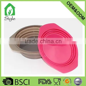 Ultra Durable Silicone Expandable Collapsible Foldable Travel Bowl Dish With Handle thumbnail-1