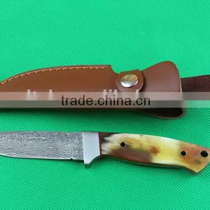 OEM Damascus Blank Blade Knife With Leather Sheath thumbnail-5