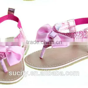 Wholesale Elegant Sexy Girls Flat Rose Red Sandals With Bow thumbnail-6