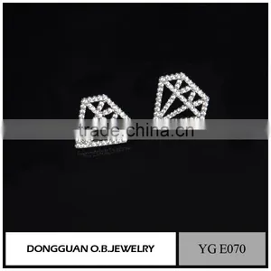 Fashion Diamond Shape Earring Without Stone for Grils Hot Selling Simple Earring thumbnail-1