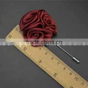 Long Needle Stick Satin Fabric Rose Lapel Pins Flower for Men Blue LAP003 thumbnail-2