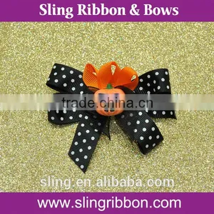 Handmade Halloween Hair Bow With Pumpkin thumbnail-1