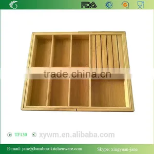TF130 Expandable Bamboo Utensil Organizer With Knife Block for Cutlery, Flatware, Silverware and Accessories thumbnail-4