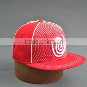 Red Flat Brim Fitted Caps With Custom Logos thumbnail-5