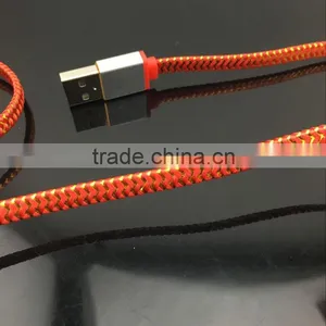 Newest 2016 Colorful Nylon Braided Usb Cable 2 in 1 Usb Cable Date Line for Iphone thumbnail-3