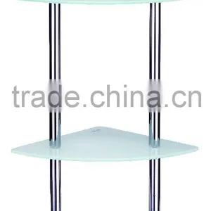 Metal Hanging 3 Tier White Glass Wall Angle Frame Bathroom Rack Chrome thumbnail-1
