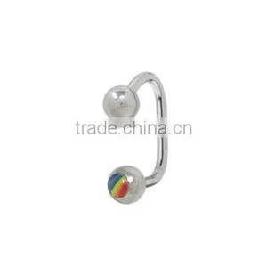 Rainbow Lippy Nose Loop Labret (14 Gauge) Body Jewelry thumbnail-1