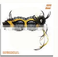 PRETTY GOLD GLITTER WITH SKULL PARTY MASK thumbnail-1