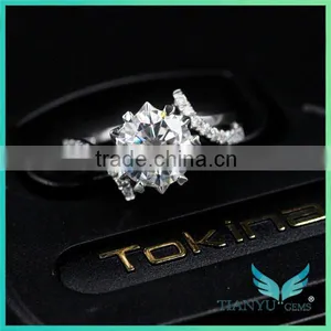Customized Jewelry Engagement Ring White Gold 8 Hearts & 8 Arrows Moissanite Diamond Wedding Ring thumbnail-3