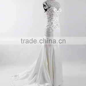 RSW907 Detachable Illustion Neckline Sexy Strapless See-Through Embroidery Designs For Mermaid Wedding Dress thumbnail-5