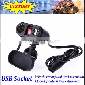 Motorcycles Car Waterproof Double USB Charger Adapter Socket 12-24V thumbnail-4