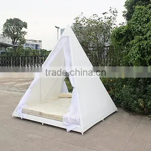 Home Rattan Furniture Pyramid Shape Bedroom White Mesh Bed thumbnail-3