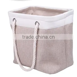 Store More Large Linen Cotton Rope Handled Foldable Laundry Bag thumbnail-2