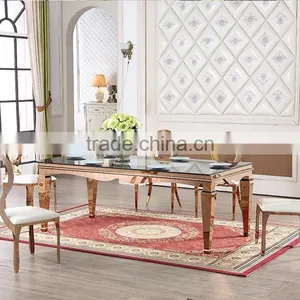 Stainless Steel Base Round Glass Party Ghost Dining Table thumbnail-1