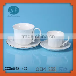 Coffee Set,Lace Hollow Relief Embossed Coffee Cup and Saucers With Gold Rim thumbnail-1