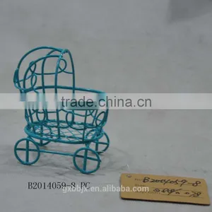 Handmade Metal Wire Miniature Baby Carriage Basket thumbnail-2