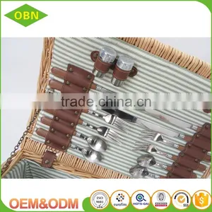 China Factory Custom Cheap Wholesale Personalized Luxury 4 - 6 Person Willow Woven Wicker Picnic Basket Set thumbnail-5