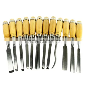 12 Piece Wood Carving Hand Chisel Tool Set Professional Woodworking Gouges Steel thumbnail-1