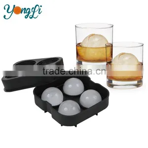 Food Grade Silicone 4 Cups Ice Ball Maker Mold Round Spheres Tray for Whiskey thumbnail-1