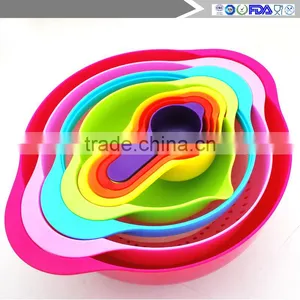 8Pcs/Set Multifunctional Kitchen Rainbow Bowl Measuring Spoon Cup Filter Drain Mixing Salad Food Baking Tools thumbnail-5