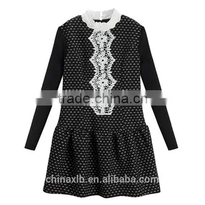 Free Shipping--2016 Winter Women New Embroidered Sleeve Lapel Wool A-line Dress Slim Woolen Dress thumbnail-6