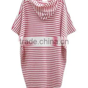 Oversize Hooded Striped T Shirt Wholesale Women OEM Service thumbnail-2