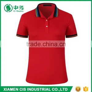 2017 Hot Sale Color Combination Collar Design Women Short Sleeve Blank Polo Shirts thumbnail-4