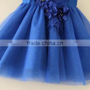 2017 Indian and Pakistan Girls Without Dress Toddler Blue Flower Girls Performance Dresses Turkish Shell Sequins Party Dresses thumbnail-4
