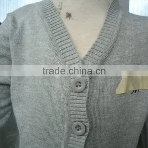 Custom Children Kids Heather Grey V-neck Button up Plain Knit Cardigan thumbnail-2