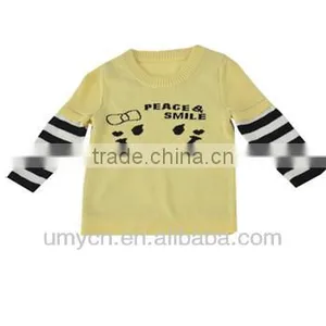 Lovely Girl's Jacquard Pullover Sweater With Color Stripes Cuffs thumbnail-1