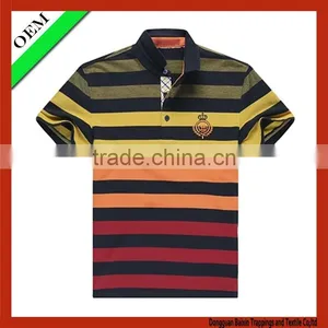 100% Cotton Polo T-shirt With Short Sleeve Stripe Polo T-shirt thumbnail-1