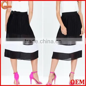 Fashion Pleated Colorblock Midi Skirt/wide Simple Design Skirts 2015 thumbnail-1