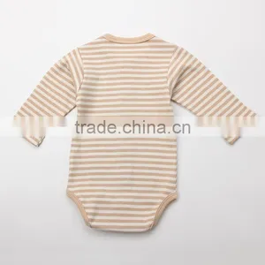 Hot Sale Infant Clothing Long Sleeve Stripe Organic Cotton Baby Bodysuit thumbnail-2
