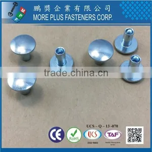 Made in Taiwan Carbon Steel C1006 Zinc Plated CR6+ Wax Oval Head Decorative Semi Tubular Rivets thumbnail-1