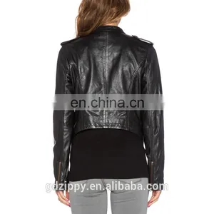 New Fashion Wholesale Custom Women Leather Jacket thumbnail-3
