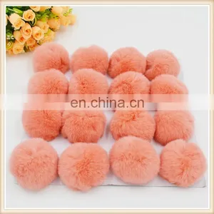 Hot Selling in Europe Fluffy Fashion Cute Ball Genuine Rabbit Fur Pompoms thumbnail-2