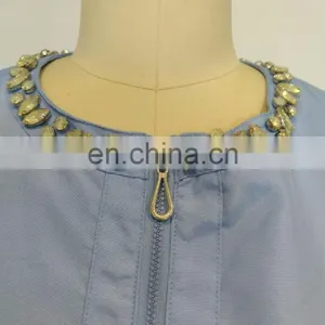Crystal Embroidery Light Blue Women Summer Jacket thumbnail-4