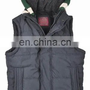 2015 Lastest Design Mens Faux Fur Lining Hooded Embroidery Fur Vest thumbnail-1